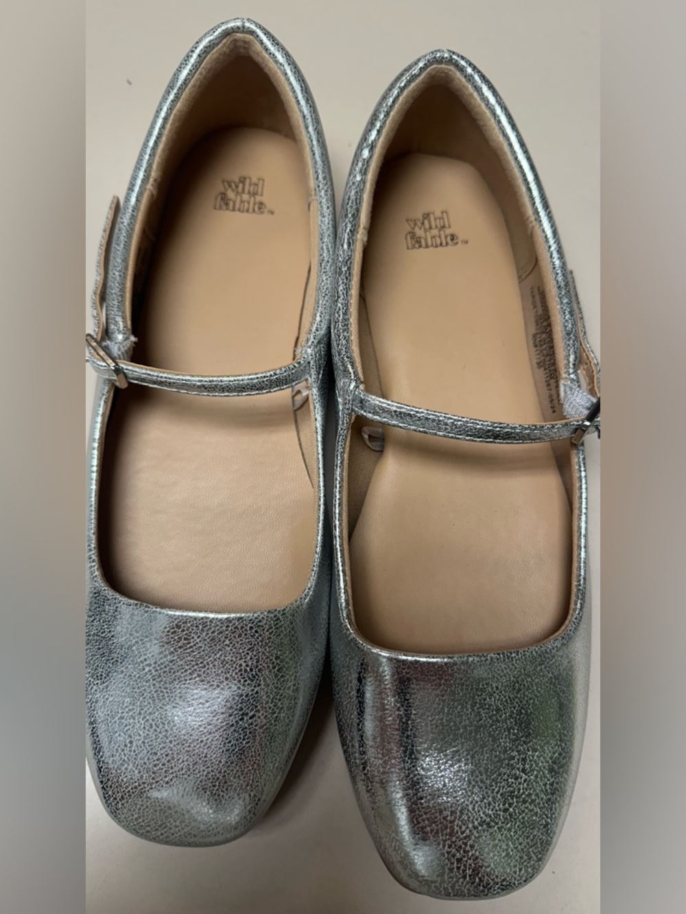 wild fable Metallic Silver Mary Jane Flats